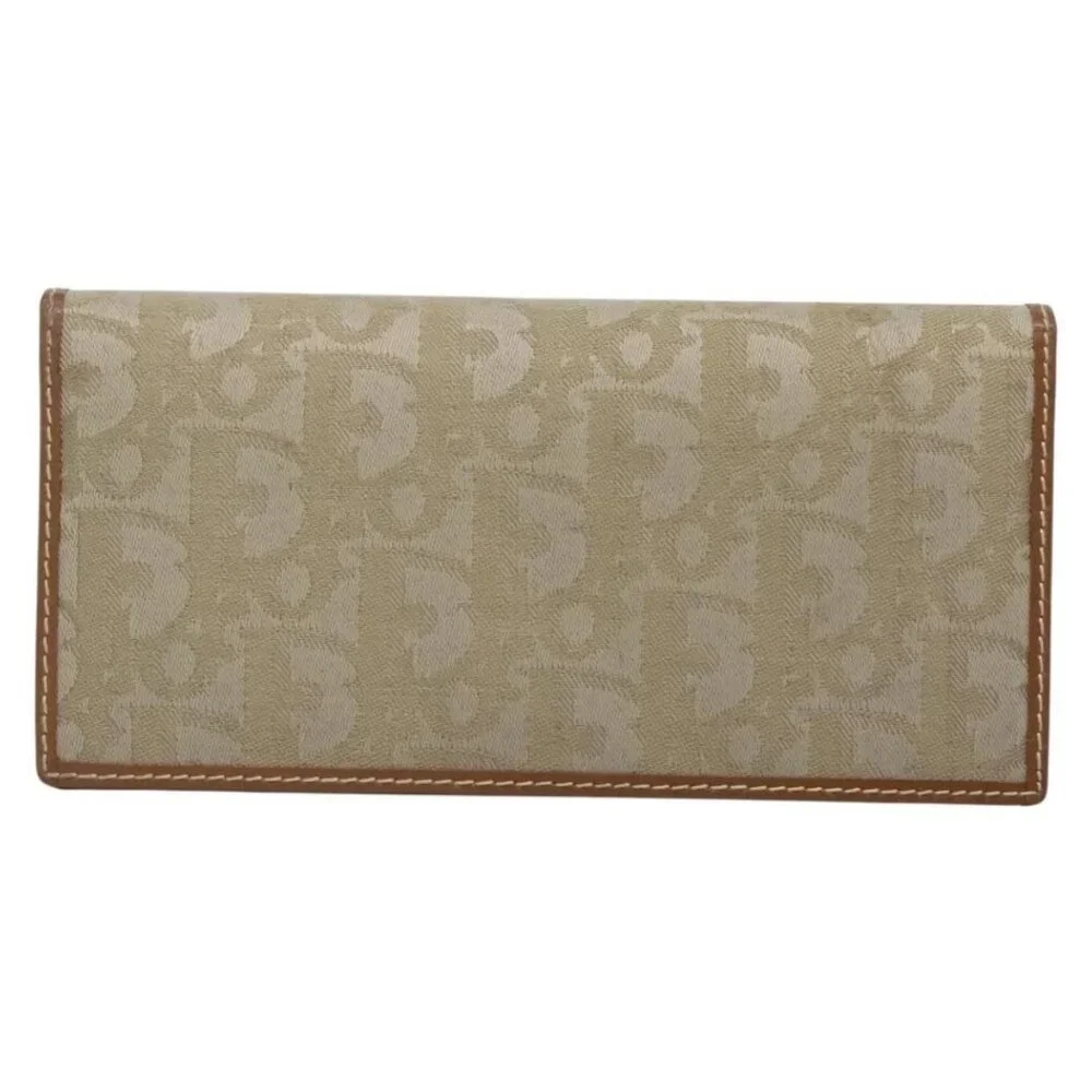Christian Dior Trotter Canvas Long Wallet Green Auth ac3871